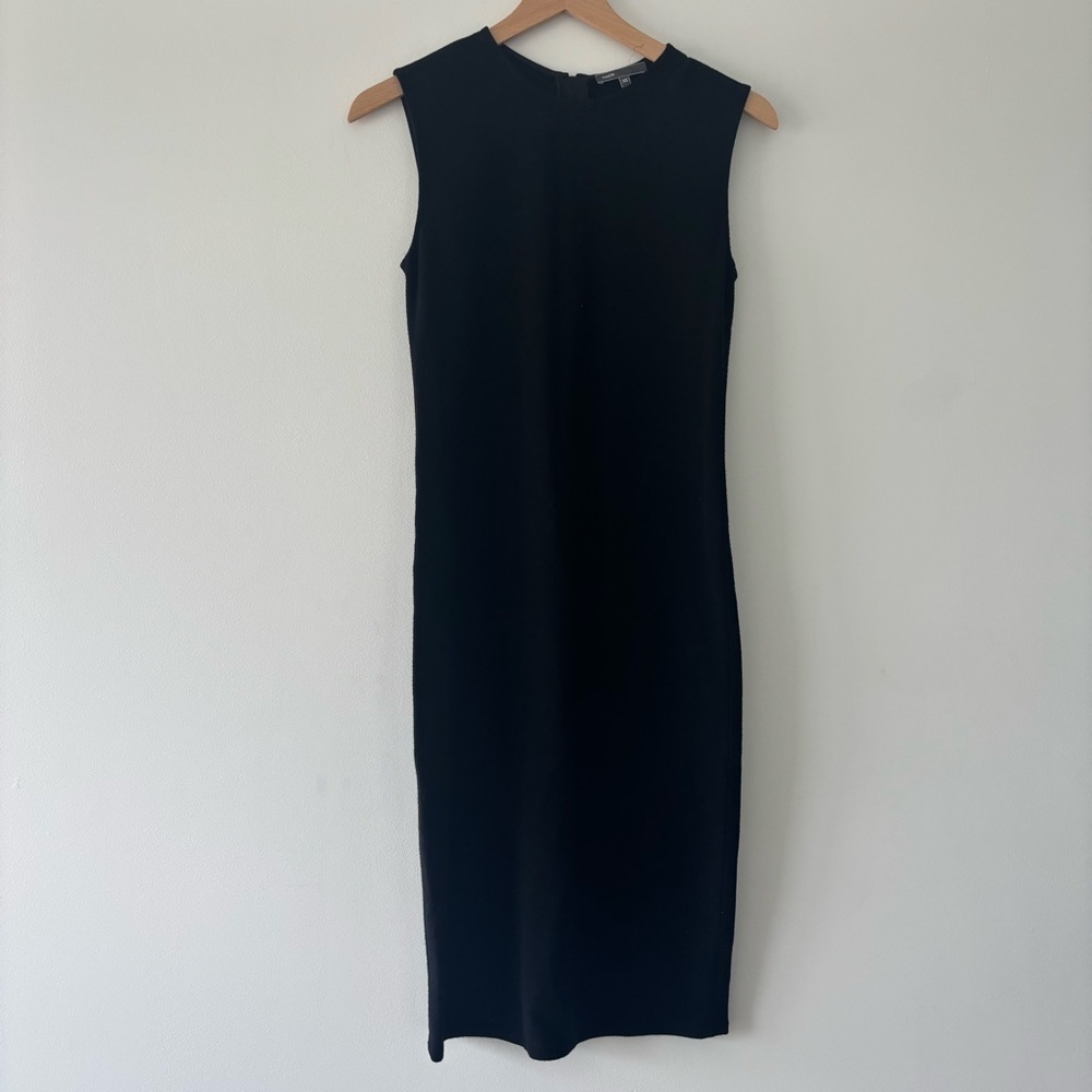 Vince Black Midi Dress Viscose Blend Sleek Modest Business Formal Event LBD XS - Picture 5 of 11